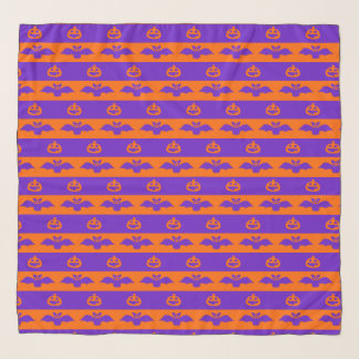 Bats And Pumpkins Orange And Purple Stripe Scarf