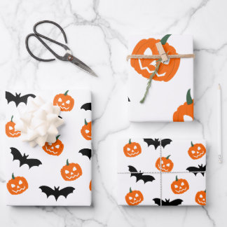 Bats and Pumpkins Wrapping Paper Sheets