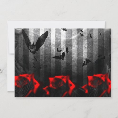 Bats and Roses Goth Invitation