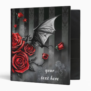 Bats and Roses Gothic Horror 3 Ring Binder