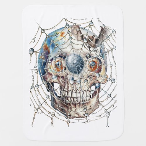 bats and skulls stick to halloween spiders nest baby blanket