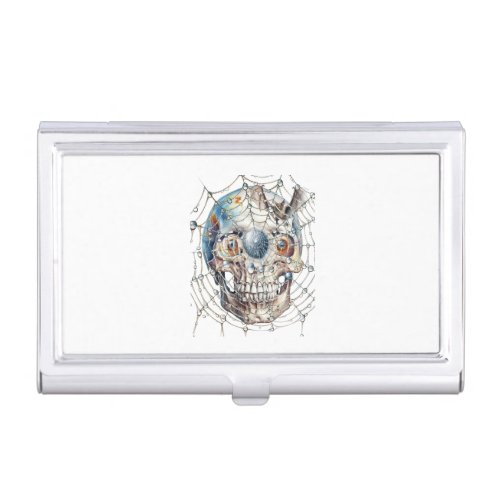 bats and skulls stick to halloween spiders nest business card case