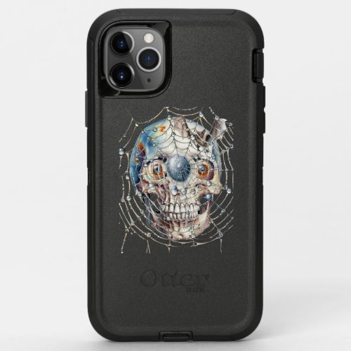 bats and skulls stick to halloween spiders nest OtterBox defender iPhone 11 pro max case