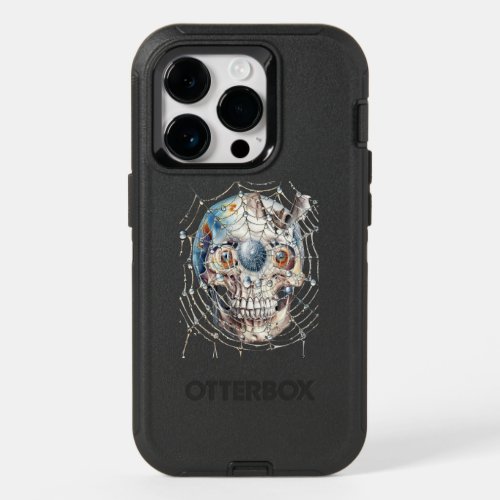 bats and skulls stick to halloween spiders nest OtterBox iPhone 14 pro case