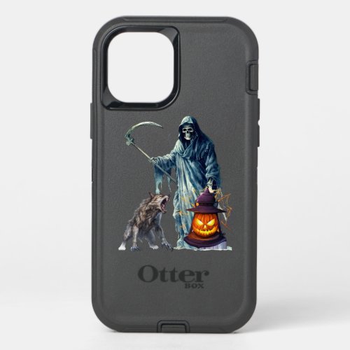 bats and skulls stick to halloween spiders nest OtterBox defender iPhone 12 case