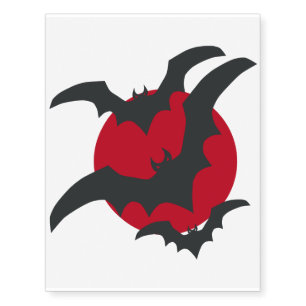 Bats and the red moon temporary tattoos