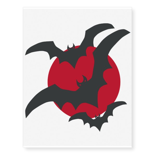 Bats and the red moon temporary tattoos (Front)