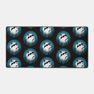 Bats and Trees Against the Moon Desk Mat