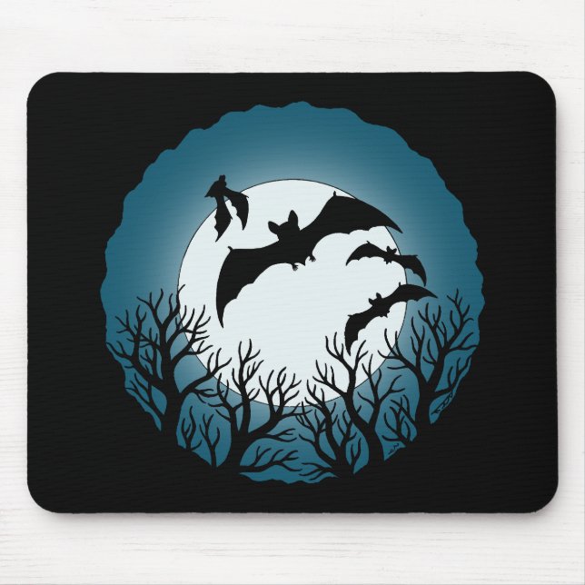 Bats and Trees Against the Moon Mouse Pad