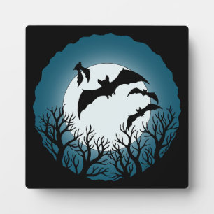 Bats and Trees Against the Moon Plaque
