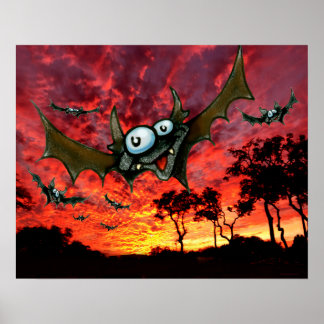 Bats at Sunset Poster