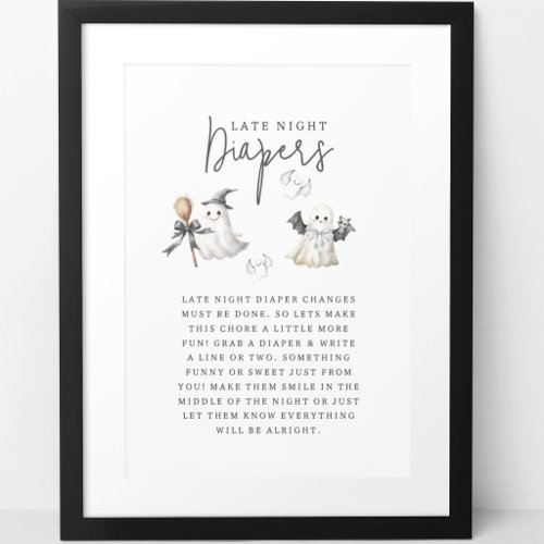 Bats & Bows Baby Shower Late Night Diaper Poster