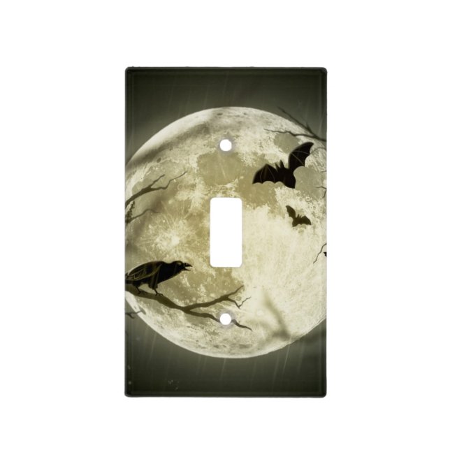 Bats By the Moon on Halloween Light Switch Cover (Front)