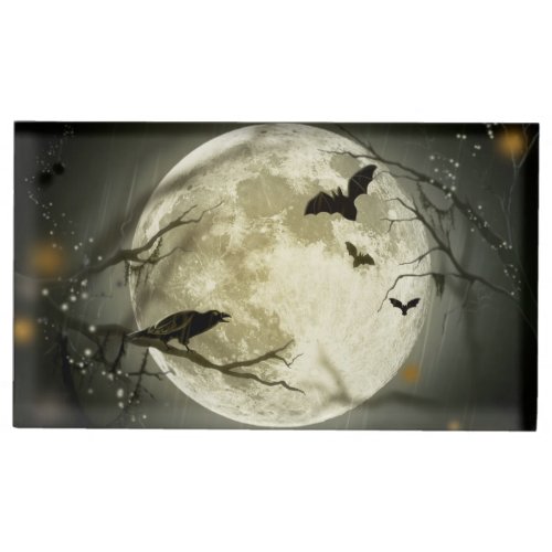 Bats By the Moon on Halloween Place Card Holder