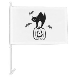 bats cat pumpkin halloween car flag