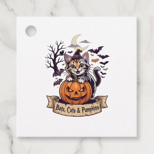 Bats Cats Pumpkins Halloween Witch Cat Spooky Tree Favor Tags