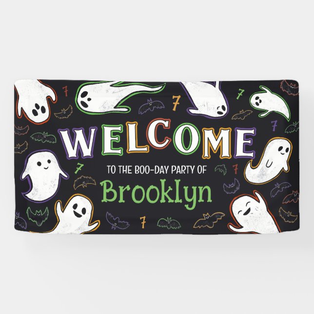 Bats & Ghosts Spooktacular Boo-Day Party Welcome Banner (Horizontal)