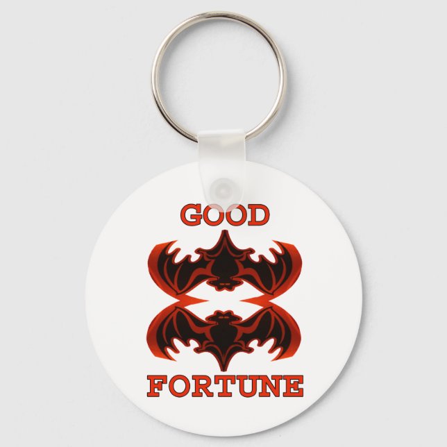 Bats Good Fortune 1 The MUSEUM Zazzle Gifts Keychain (Front)