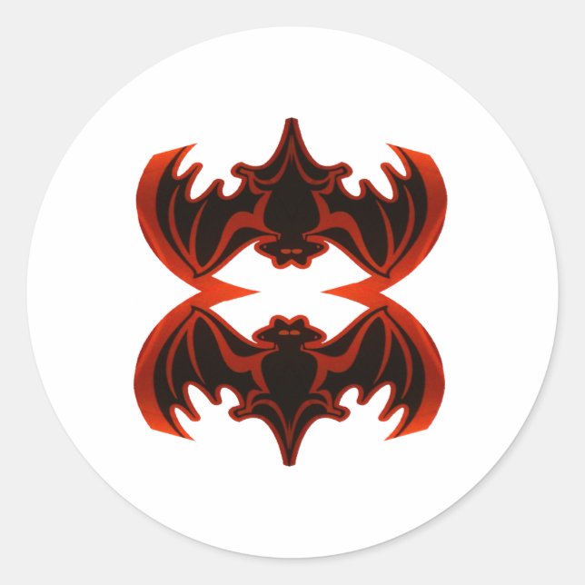 Bats Good Fortune The MUSEUM Zazzle Gifts Classic Round Sticker (Front)