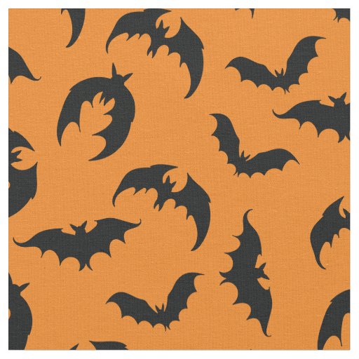 Bats Gothic Halloween Orange Fabric