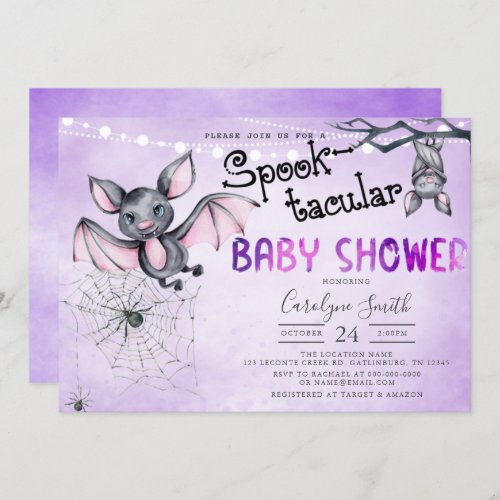 Bats Halloween Baby Shower Invitation