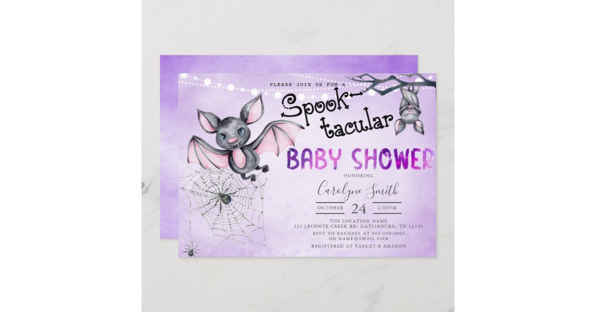 Bats Halloween Baby Shower Invitation | Zazzle