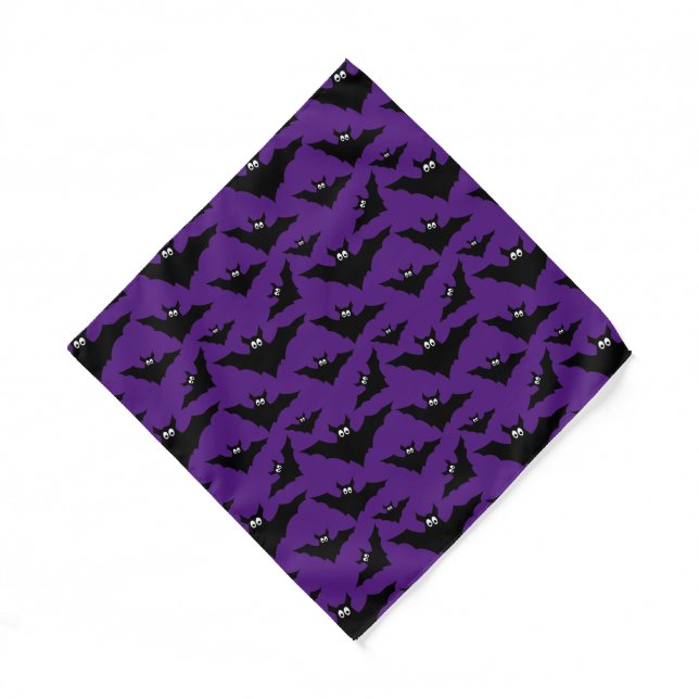 Bats Halloween black purple pattern  Bandana (Front)