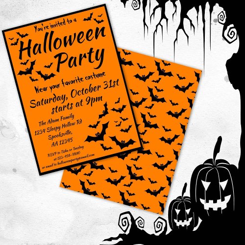 Bats Halloween Costume Party Invitation