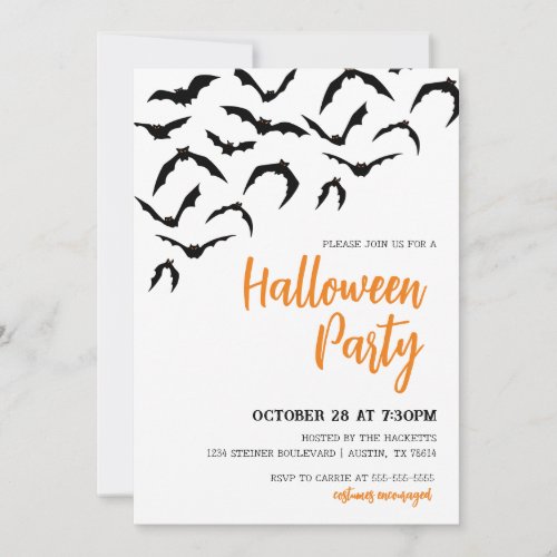 Bats Halloween Party Invitation