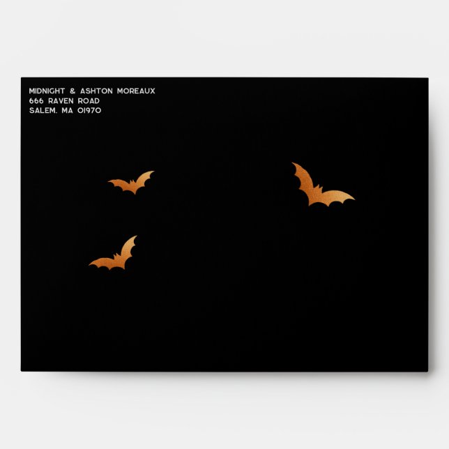 Bats Halloween Wedding Save The Date Black Envelope (Front)