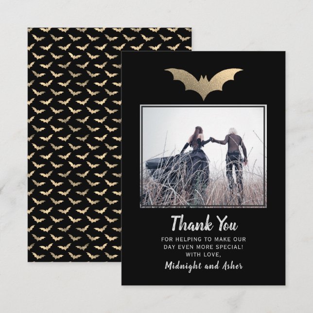 Bats Halloween Wedding  Thank You Card (Front/Back)