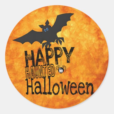 Bats Happy Halloween Classic Round Sticker