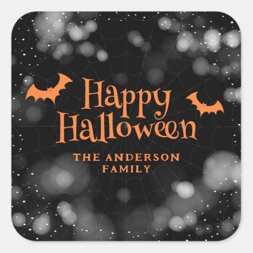 Bats Happy Halloween Square Sticker