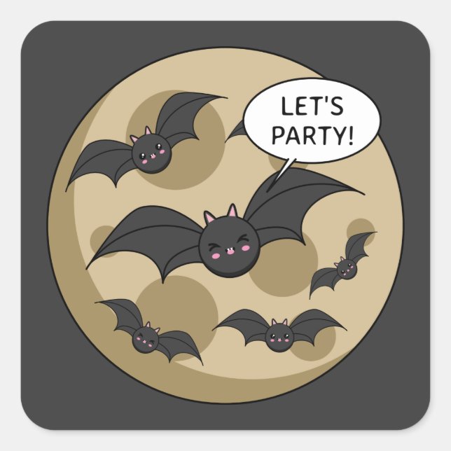 Bats Having Party on Full Moon Square Sticker (Front)