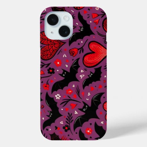 Bats  Hearts iPhone 15 Case