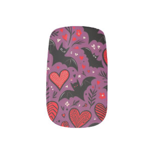 Bats & Hearts Minx Nail Art