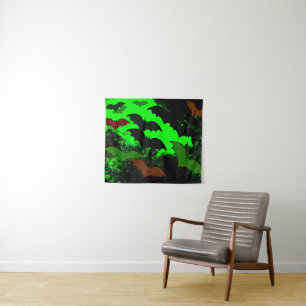 Bats In Flight Green Tapestry