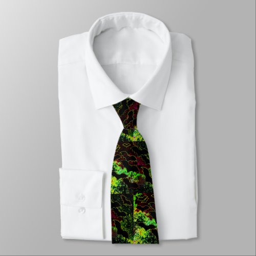 Bats In Flight Neon Neck Tie