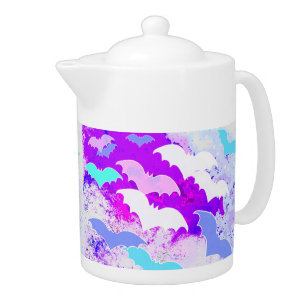 Bats In Flight Pastel Purple Teapot