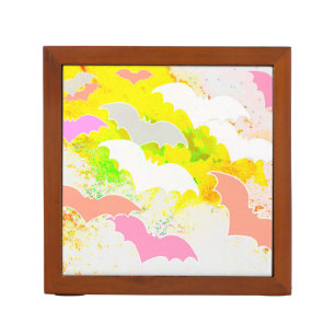 Bats In Flight Pastel Yellow Desk Organizer