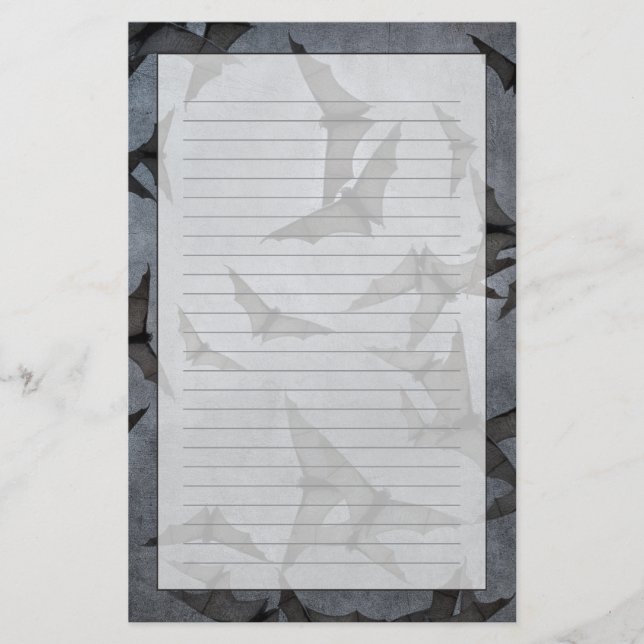 Bats In The Dark Cloudy Sky Stationery (Front)