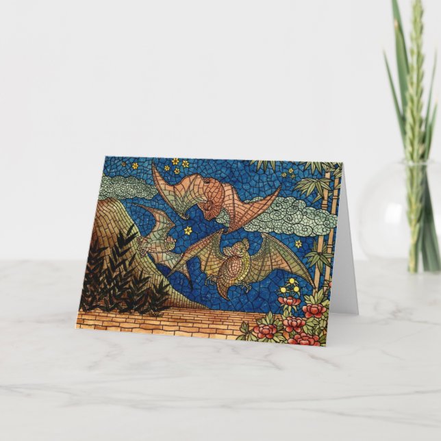 Bats Japanese Window Design Card (Front)