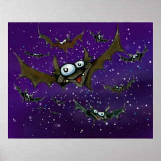 Bats Night Sky Poster