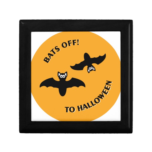 Bats Off To Halloween Orange Circle Keepsake Box (Front)