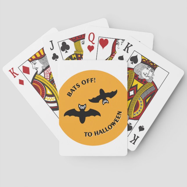 Bats Off To Halloween Orange Circle Poker Cards (Back)