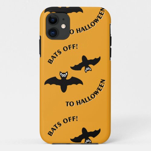 Bats Off To Halloween Orange Square iPhone 11 Case