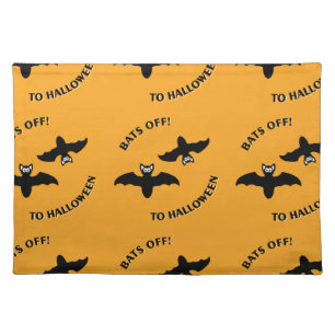 Bats Off To Halloween Orange Square Placemat