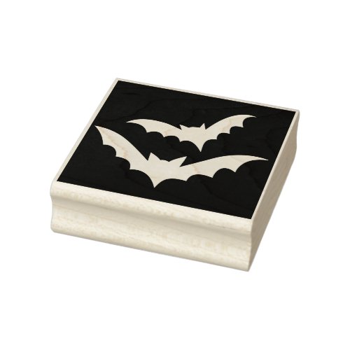 Bats on Black Halloween Rubber Art Stamp