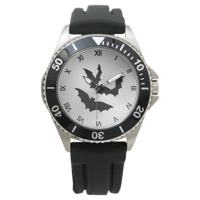 Bats on Silver Watch (Front)