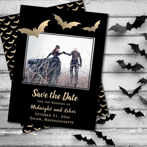 Bats Photo Halloween Wedding Save The Date
